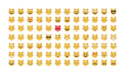 Cat Emoticon vector. Emoji vector. Smile icon set.  Emoticon icon web - stock vector.