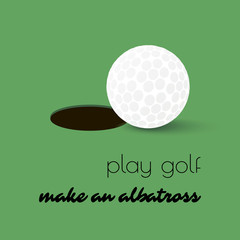 A golf ball going to the hole. Vector sport illustration. Targeting an albatross score.
