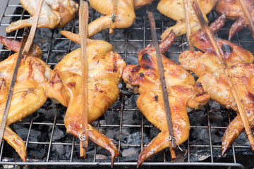Grilled chicken on the grill