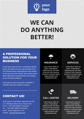 A4 Professional Center Header Template Blue