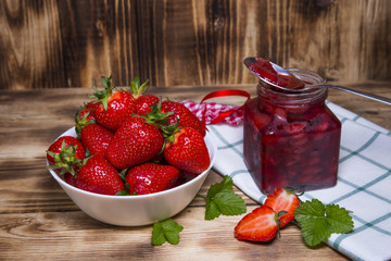 Strawberries and strawberry jam