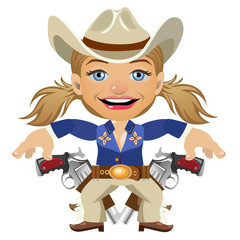 Lovely lady Sheriff, vector character closeup