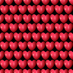 3d red hearts seamless pattern