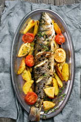 Baked fish and vegetables