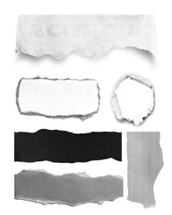 Collection of paper tears, isolated on white background.