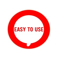 Easy to use red wording on Circular white speech bubble