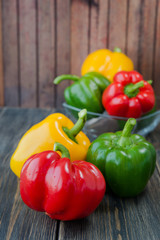 Assorted colorful varieties of sweet peppers