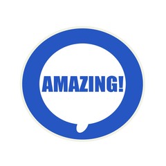 AMAZING blue wording on Circular white speech bubble