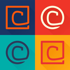 C letter flat logo in circle and square.