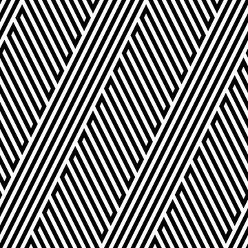 Vector seamless texture. Modern geometric background. Repeated monochrome pattern. Ornament of oblique strips.