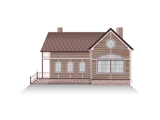 Vector illustration of detailed suburban family house with mansard.