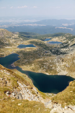 Five of the Seven Rila Mountain Lakes. Vertical view