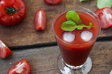 Glass of tomato smoothie or juice