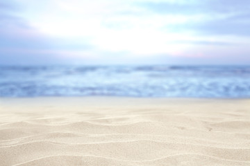 Fototapeta na wymiar beach and sand and sky of blue color 