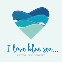 I love blue sea. Vector logo concept
