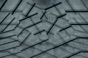 Abstract asymmetric background of the wooden planks. Abstract minimalistic pattern  intersecting strips. Grey background. Background in the style of Constructivism.