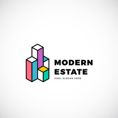 Modern Estate Abstract Vector Logo Template. Construction Sign. Building Concept Symbol. Isolated with Premium Typography
