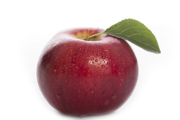 red apple with leaf isolated