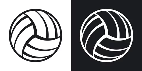 Papier Peint photo Sports de balle Icône de ballon de volley-ball de vecteur. Version bicolore sur fond noir et blanc