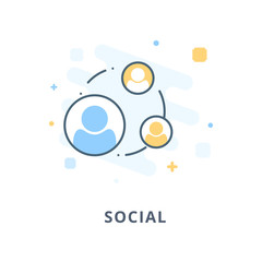 Obraz premium Creative web design, social flat icon. Design illustration and outline icons. Design elements for apps, web or ads