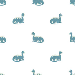 Blue dinosaurs. Seamless pattern