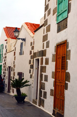 Traditional facade of colonial house on canary islands