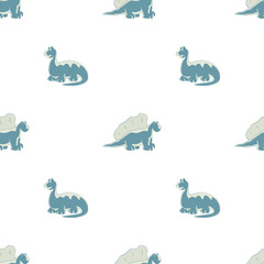 Seamless pattern. Blue dinosaurs