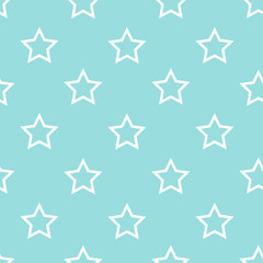 White stars on a blue background seamless pattern trend