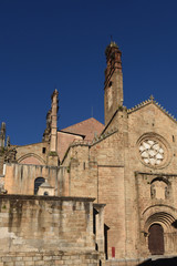 Fototapeta na wymiar Romanesque façade of the Old Cathedral (aka St Mary's church), Plasencia. Caceres province, Extremadura, Spain.