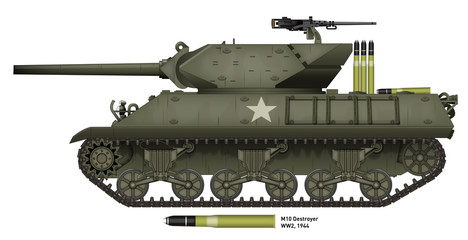 Char US M10 destroyer-WW2-01