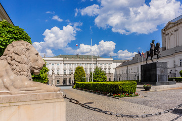 Fototapeta premium Presidential Palace (Pałac Prezydencki, 1643) in Warsaw, Poland. 