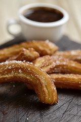 churros con chocolate, a typical Spanish sweet snack