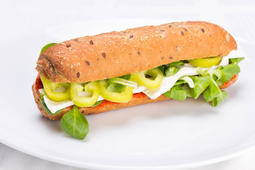 Sandwich on white plate