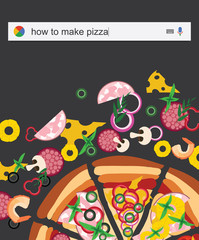 Searching the web for information making pizza vector