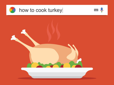 Searching the web for information about cooking turkey vector