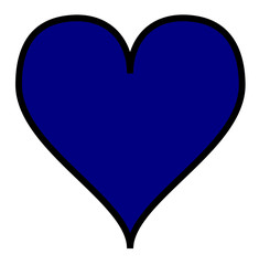 Simple navy-blue heart, isolated over a white background.