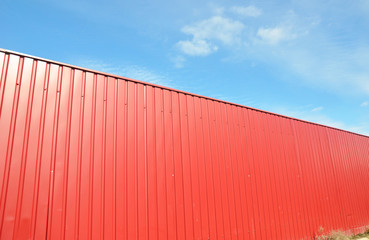 Fototapeta premium New Red Profile Metal Fence