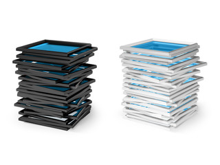 Pile of black bagets with white