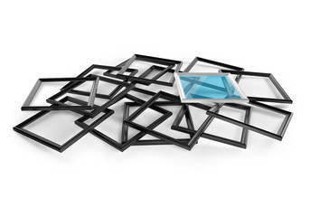 Stack of black bagets with white