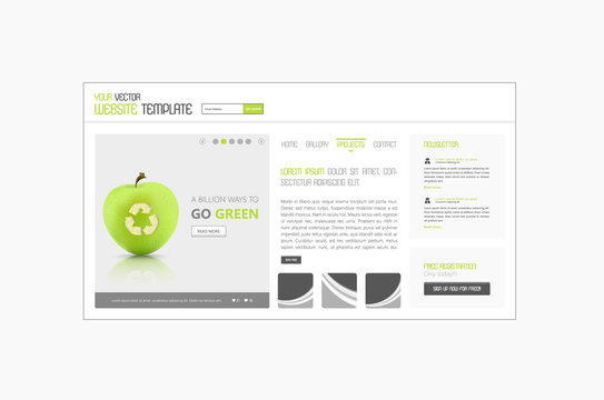 Eco Abstract minimalistic website template or interface. Vector graphics.