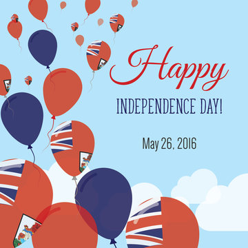 Independence Day Flat Greeting Card. Bermuda Independence Day. Bermudian Flag Balloons Patriotic Poster. Happy National Day Vector Illustration.