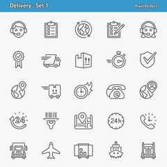 Delivery Icons. Professional, pixel perfect icons optimized for both large and small resolutions. EPS 8 format.