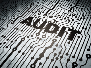 Business concept: circuit board with Audit