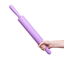 kitchen utensils in the hand of women isolated on white background