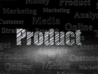 Fototapeta premium Marketing concept: Product in grunge dark room