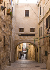 Fototapeta na wymiar Viev of Old city Jerusalem. Sunny summer day near neautiful building