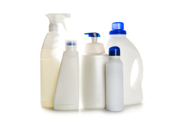 Cleaning product plastic container for house clean on white background
