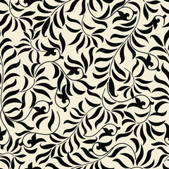 seamless damask wallpaper in black and beige.