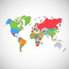 Fototapeta premium Kolorowa mapa świata. Ilustracji wektorowych.