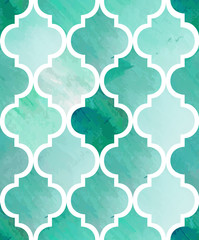 Fototapety  Tony watercolor abstract seamless texture. Modern stylish vector pattern. Repeating background. Mint green and white painting textured backdrop.